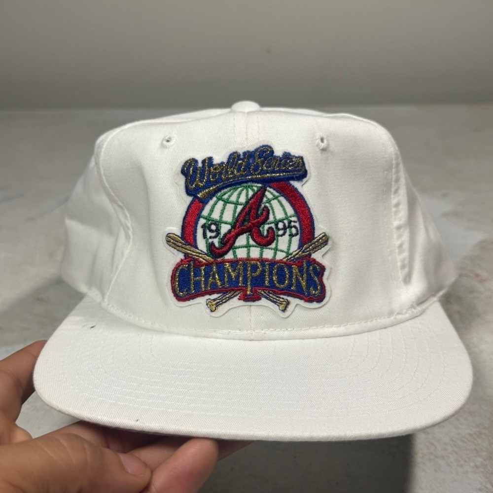 Vintage New Era Atlanta Braves 1995 World Series Champions Snapback Hat White